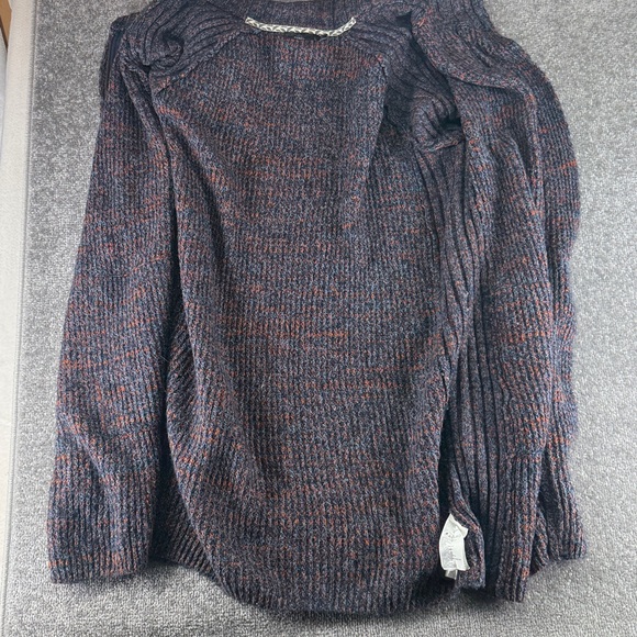 PrAna Full Zip Up Knit Sweater Cardigan Blue Rust Marled Womens L - Picture 7 of 11